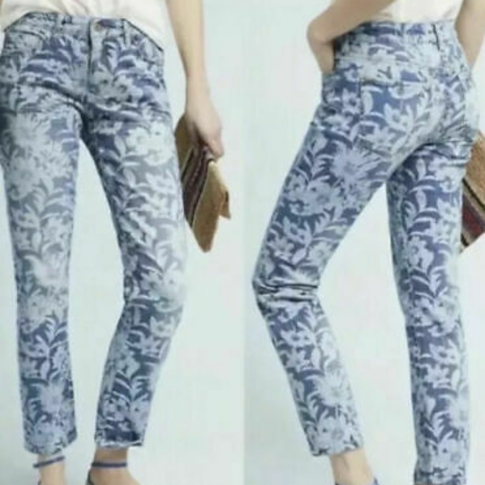 Pilcro Slim Boyfriend Midrise Floral Jeans
